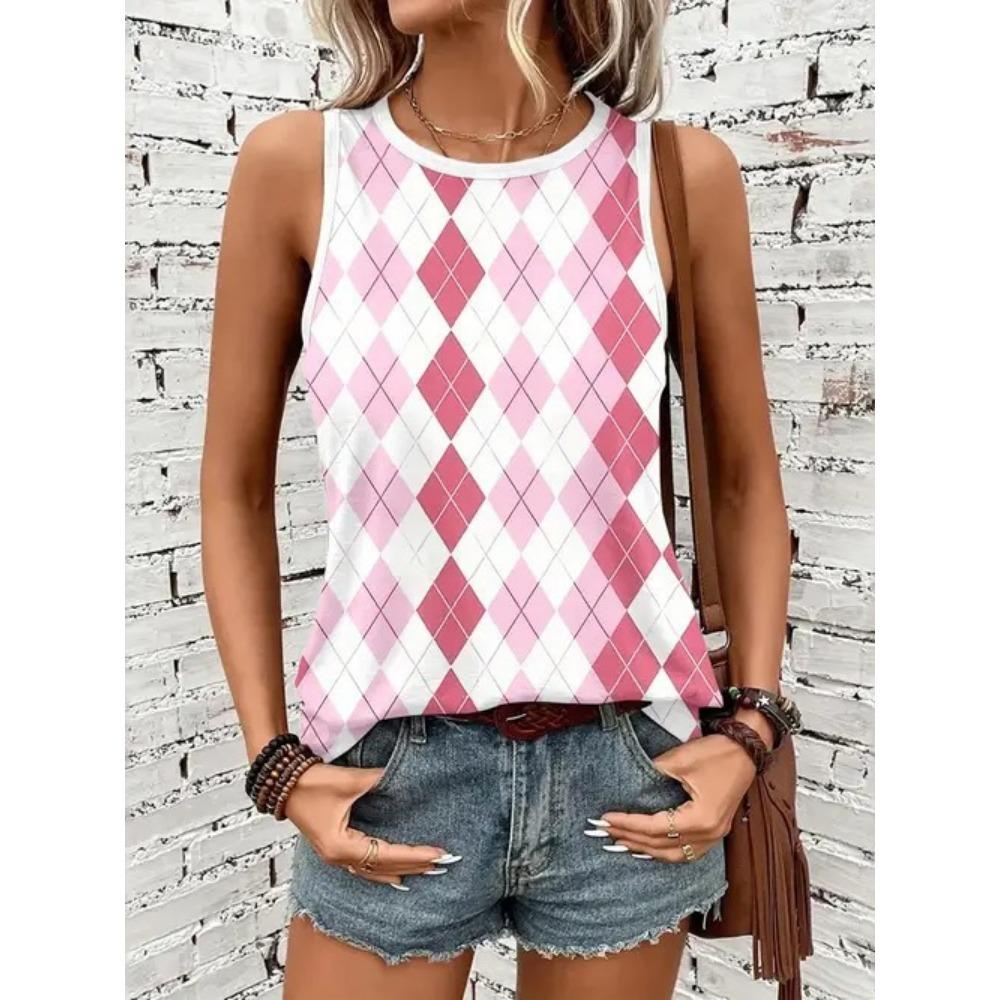 Summer flower 3D printed vest for women's casual O-neck