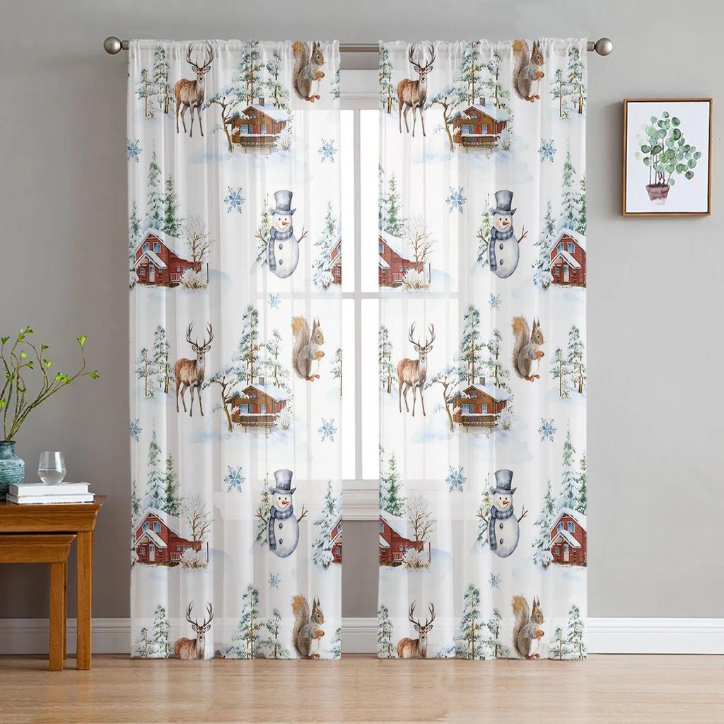 Forest Deer Creek Tulle Curtains For Living Room Sheer Curtain For Bedroom Window Blinds Voile Curtains