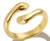 Glänzende Kristall High-End Anlaufgeschützte Mode Geometrische Offene Vergoldete Edelstahlringe für Damen Ehering Schmuck Geschenke