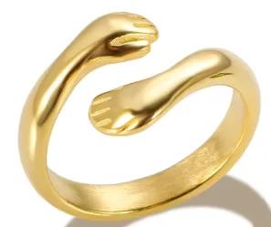 Glänzende Kristall High-End Anlaufgeschützte Mode Geometrische Offene Vergoldete Edelstahlringe für Damen Ehering Schmuck Geschenke