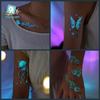 Blue Luminous Rose & Butterfly Collarbone Tattoo Sticker
