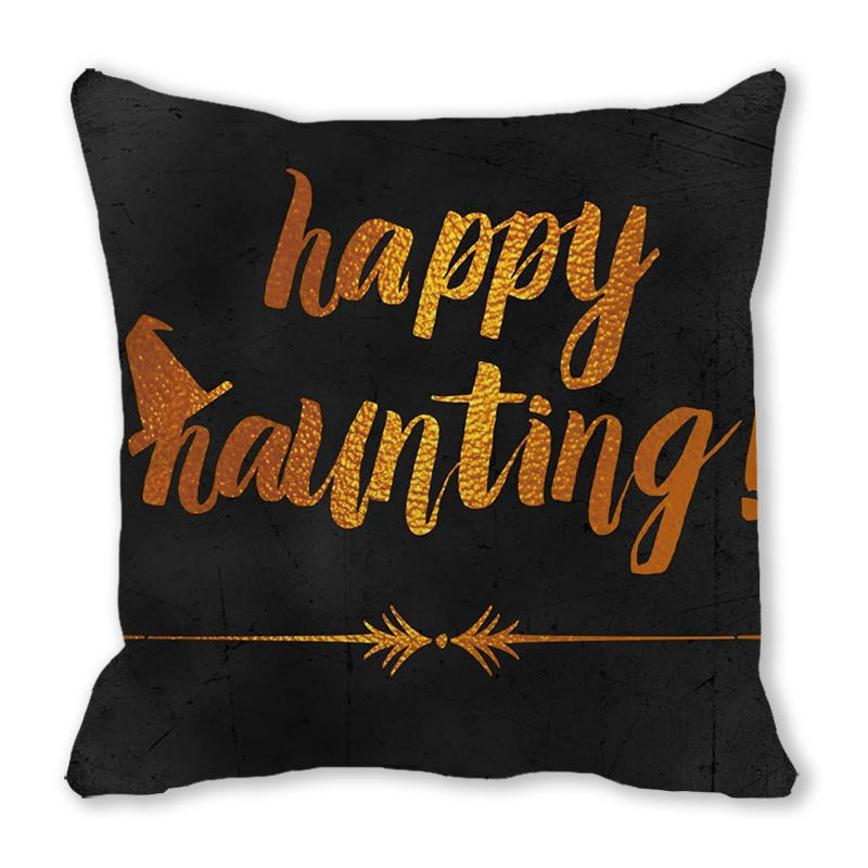Creative Halloween Happy Letters Digital Printing Short Plush Pillow Covers for Car Sofa Office Cushion Cover Home Goods