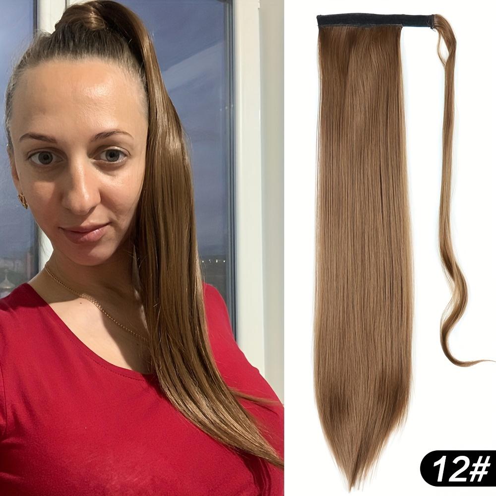 22 Inch Long Straight Ponytail Extensions Synthetic Fiber Hair Extensions Wrap Around Straight Ponytail Extensions For Women Hair Accessories