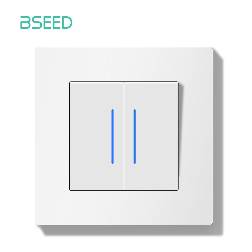 BSEED Spínač Světelný spínač s LED Bílý plastový rámeček Nástěnný spínač s kontrolkou řady E Standard EU 1/2cestný/Reset