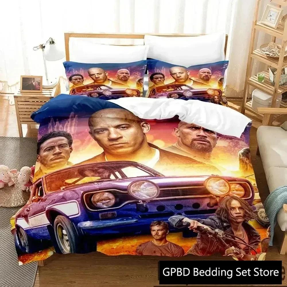 

3D Print Fast and Furious Comfortable Duvet Quilt Cover Pillowcase Bedding Set Children Bedroom Decoration Home Textile 135x200cm