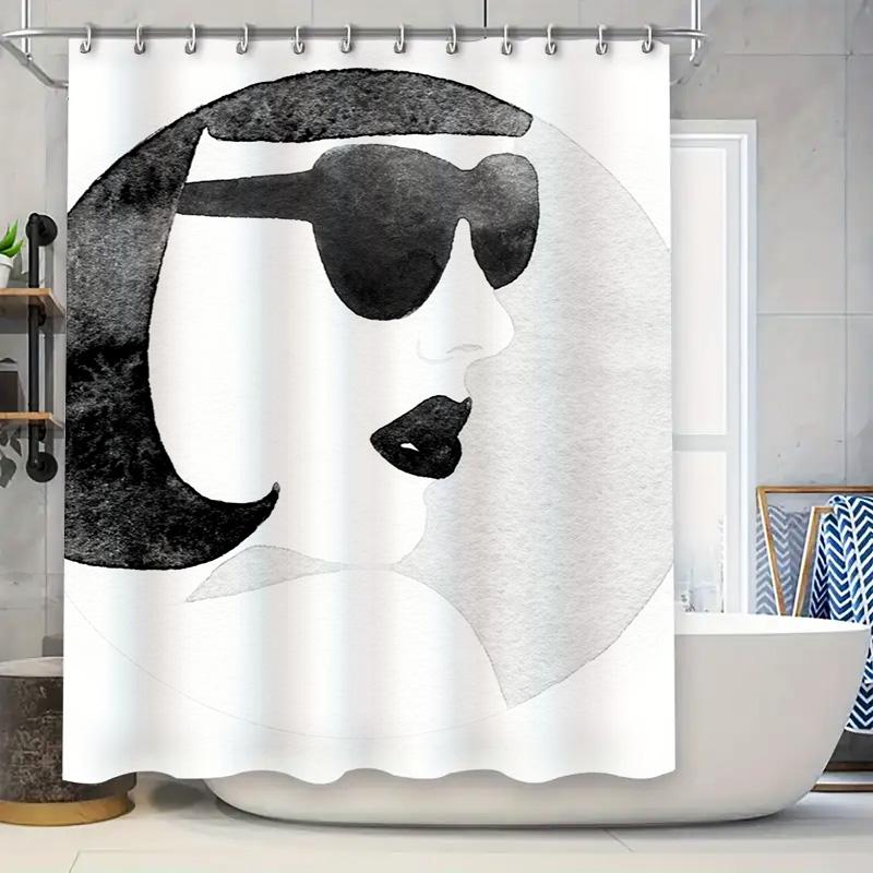 

Animal Print Shower Curtain With Sun Design Modern Bathroom Decor For Home Decoration Supplies Size 180X230Cm W60H190(CM)-1 Pcs