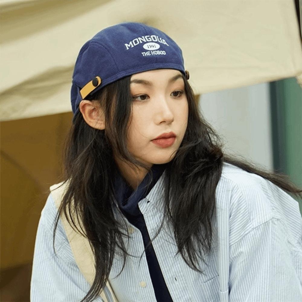 Adjustable Letter Embroidery Beret Flat Painter Cap Fashion Forward Hat  Spicy Girls