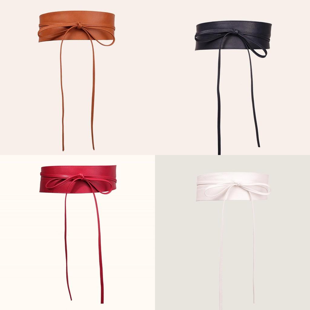 Fashionable Large Width Faux Leather Waist Belt With Bow Decoration For Dress Wear