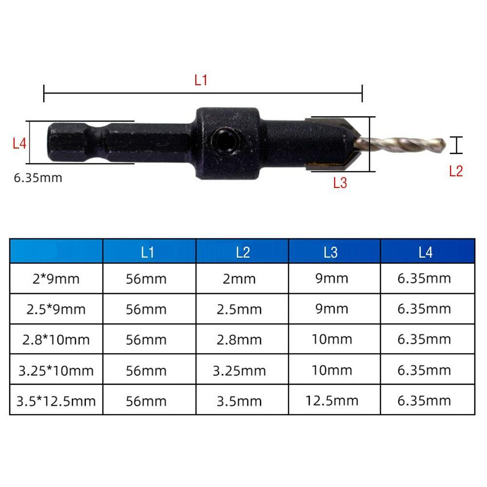 Adjustable Countersink Drill Bit Pointed Head Hex Shank Drill Durable Woodworking Drill Bit  Wood
