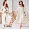 Women's Minimally Casual Mid Length Camisole Nightgown Night-robe Pajamas Sling Nightdress Lace Trim Long Sleeves Robe Home Casual Sleepwear