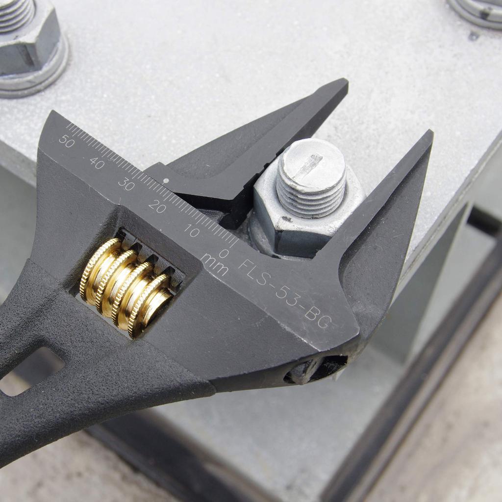 Fujiya Light Short Adjustable Black and Gold with Maximum 53mm Wrench, Grip, FLS-53-BG, Opening