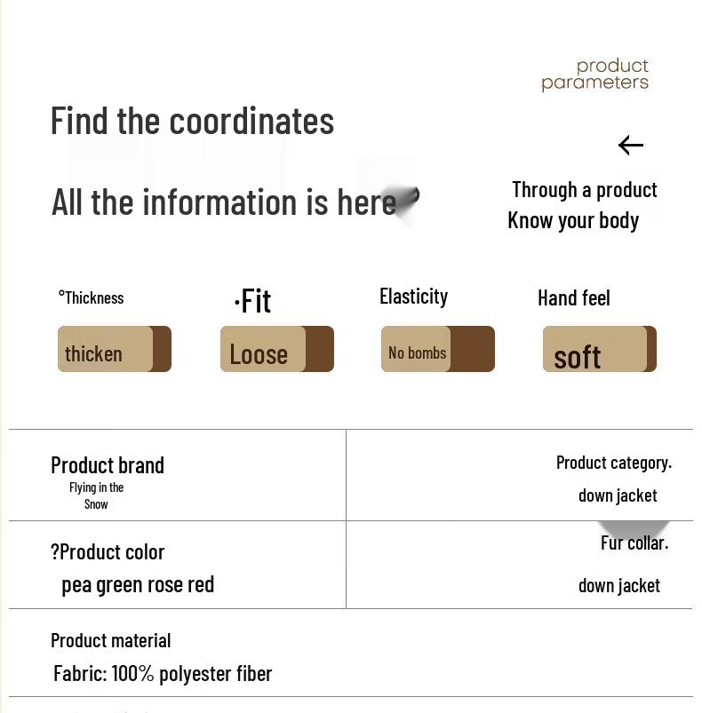 XueZhongFei Women's Autumn/Winter Casual Fox Fur Collar Down Jacket