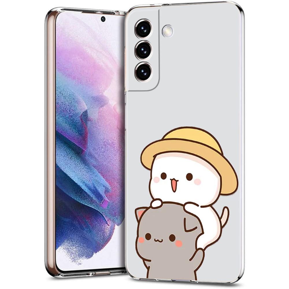 Cute Cartoon Cat Couple Phone Case For Samsung Galaxy S24 Ultra S23 FE S22 S20 S21 5G S10 S9 Plus S10E S8 Soft Clear Cover