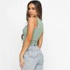 Rib Knit Green Women's Tank Top Summer Casual Basic Skinny Vest Sleeveless White Off Shoulder Y2K Sexy Woman Crop Top