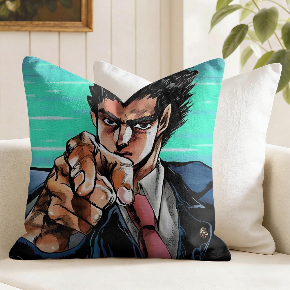 Phoenix Wright Ace Attorney Trilogy Cushion Cover Eco Linen Pillow Case DoubleSided Print Breathable Durable Zipper Home Decor