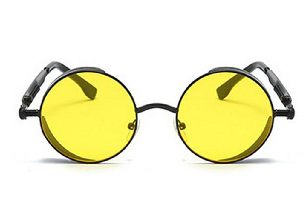 Versatile European-American Steampunk Metal Sunglasses with Spring Legs - Model 58028