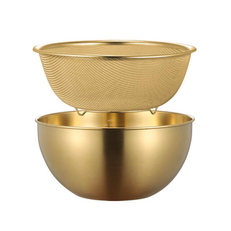 2Pcs/Set Stainless Steel Strainer Washing Bowl Basket Thicken Drainage Basin Vegetable Fruit Baskets Home Kitchen Utensils