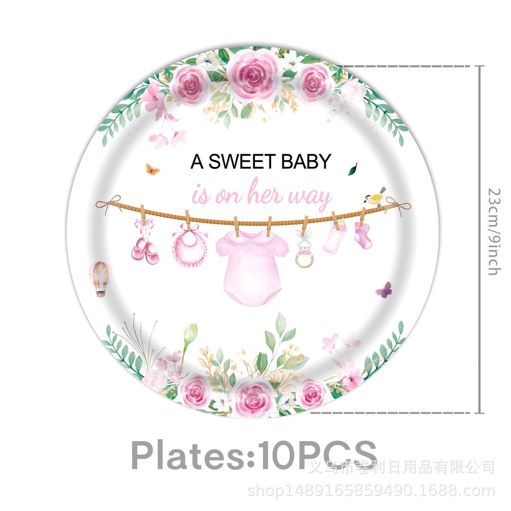 Rosa Taufe Themenparty Zubehör Babyparty Dekoration Party Geschirr Banner Tissue Arrangement Zubehör