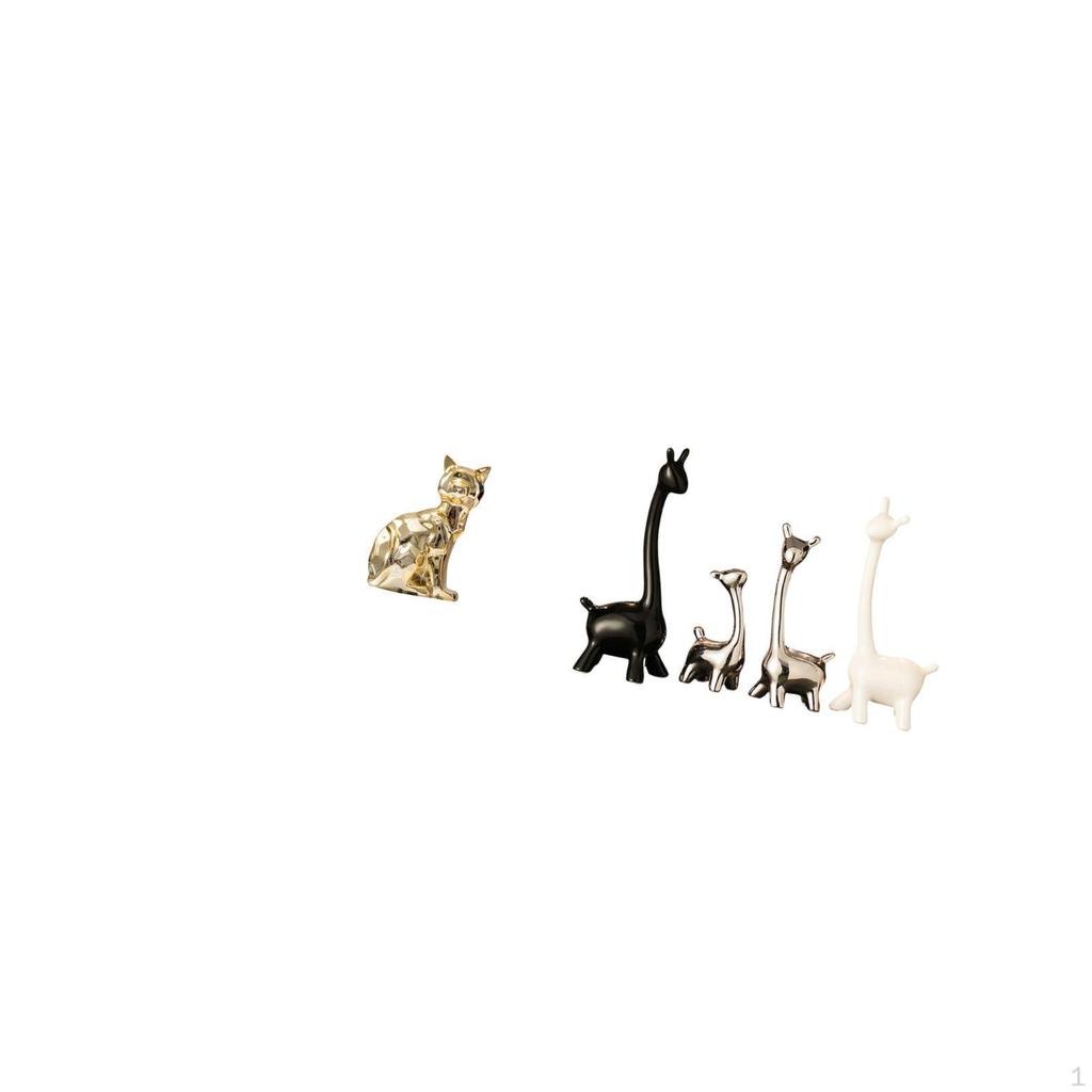 Cat Giraffe Statue Decorative Animal Figurine Ceramic Sculpture Art Craft Ornament for Fireplace