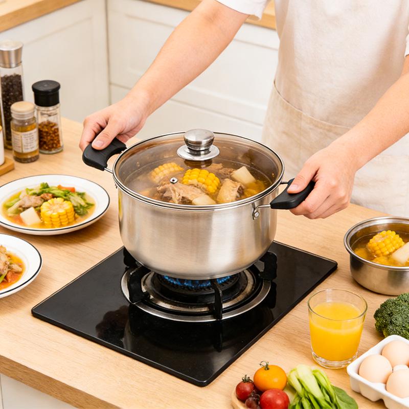 Stainless Steel Composite Bottom Milk and Soup Pot with Lid and Single Handle