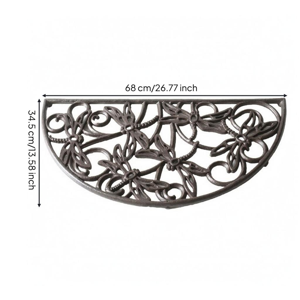 Indoor Outdoor Semicircular Cast-Iron Doormat Vintage Half-Round