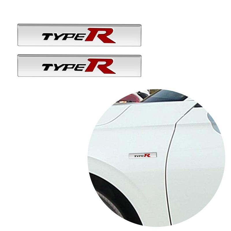 2pcs Car Styling Small Metal Type R Typer Logo Car Body Side Fender Sticker Emblem Badge For Honda Odyssey Accord Civic CRV Jazz