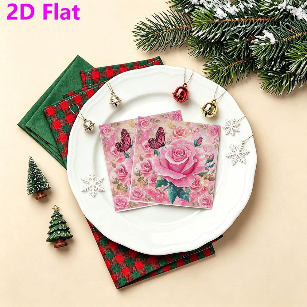 20pcs Disposable Napkins with Flower Pattern Print for Wedding,Parties,and Daily Use for Thanksgiving Fall Christmas Table Decoration