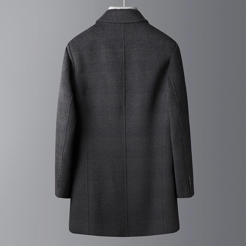 Herbst und Winter Daunenfutter Verdickter doppelseitiger Wollmantel Herren Kaschmir Wollmantel Mittellang Wolle Doppelseitiger Wollmantel