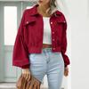 Damen-Cordjacke mit Reverskragen und Ärmeln, einreihiger Freizeitmantel für den Herbst