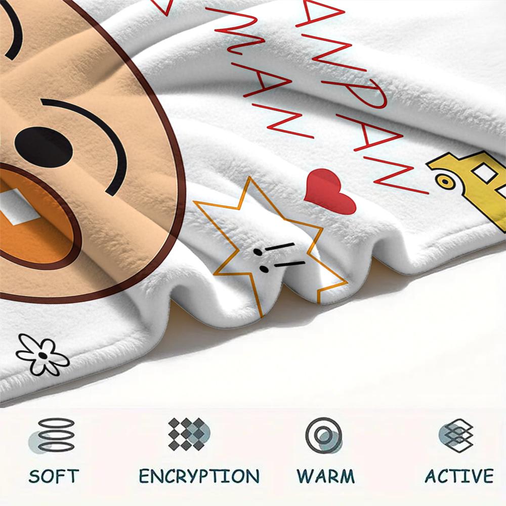1PC Anpanman Print Flannel Blanket, High quality All Seasons, Home Decor, Warmth and Comfort, Perfect for Christmas Gifts