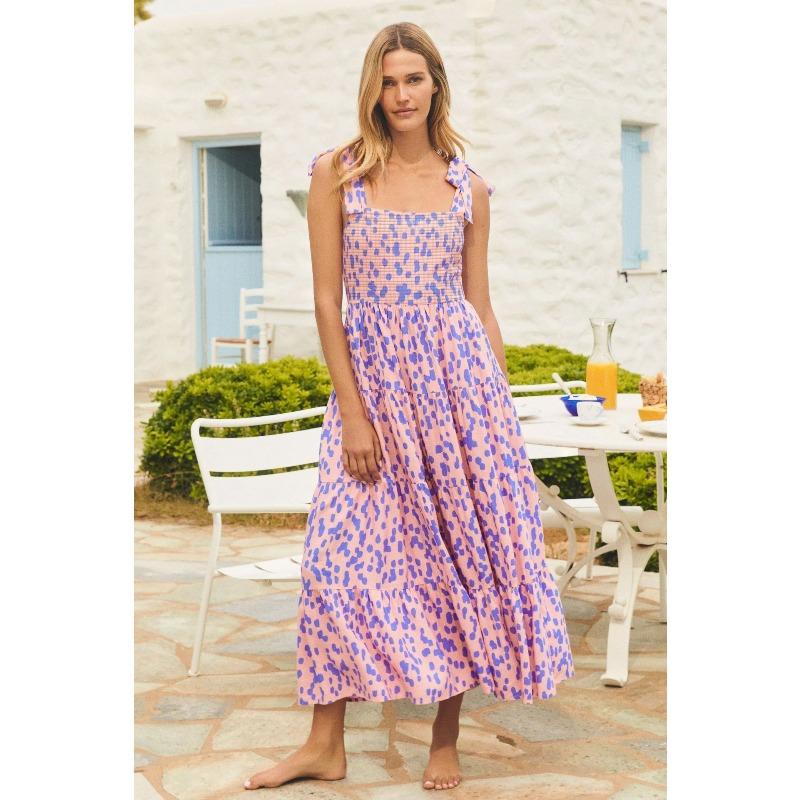 Sommer Damen Ärmelloses Pendler-Kleid mit Spice Girls Print Langes Trägerkleid Damen