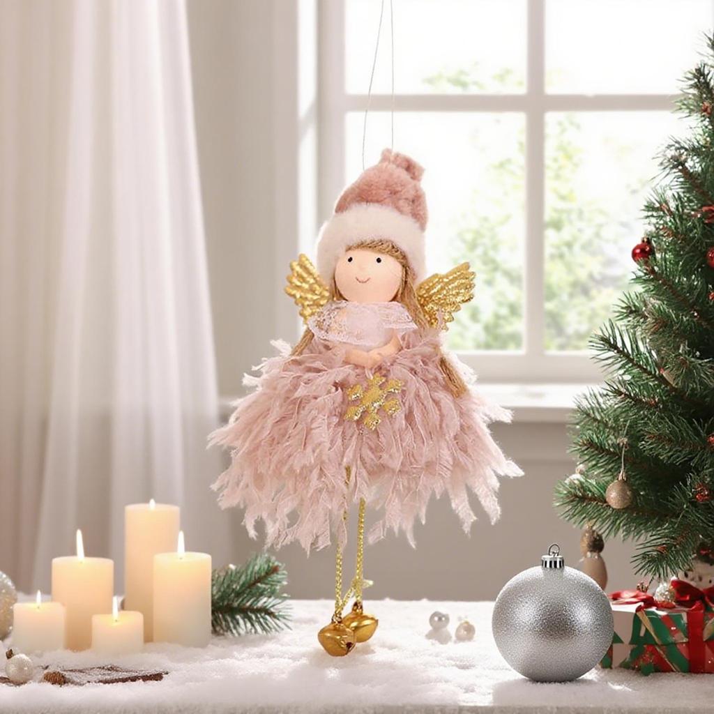 Creative Mini Christmas Angel Ornaments: Cute Smiley Face Bell Tree Pendants