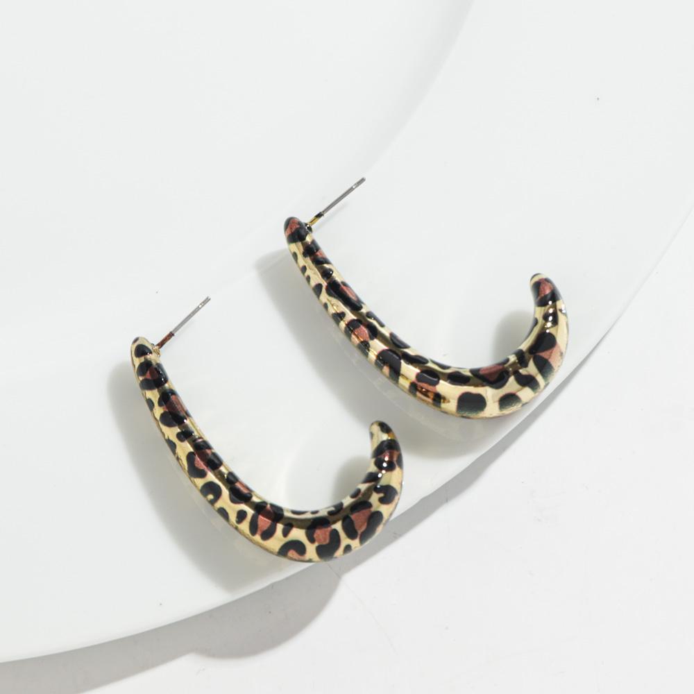 Vintage Leopard Gold Plated Earring Hoops for Women Exaggerated Chunky Geometric Circle Huggies Earrings Statement Jewelry Gifts