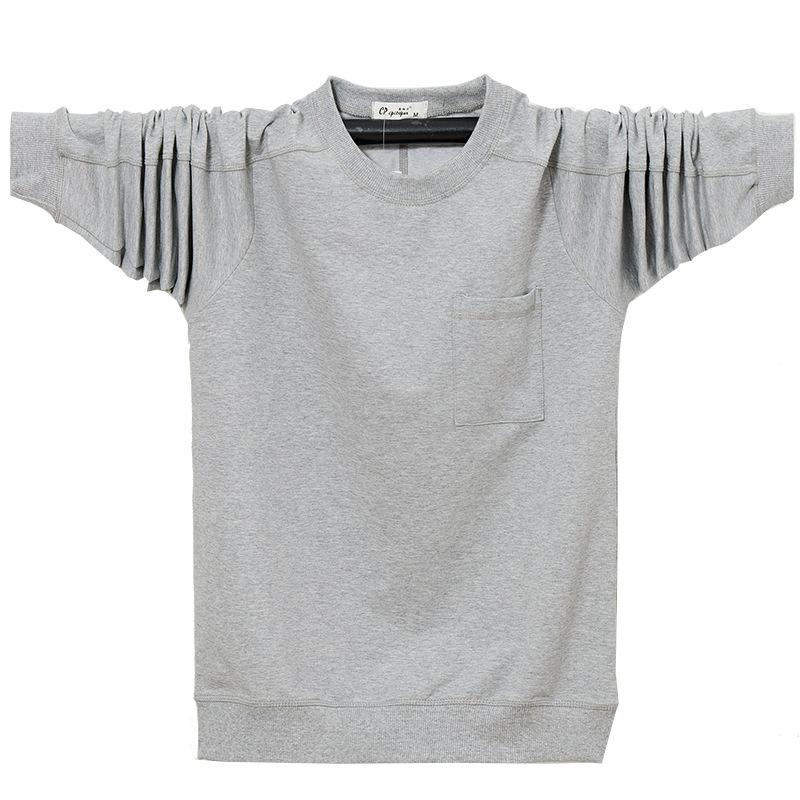 Korean version of the new loose large men's warm casual sports lapel lightweight soft anti-wrinkle breathable cotton long-sleeved T-shirt