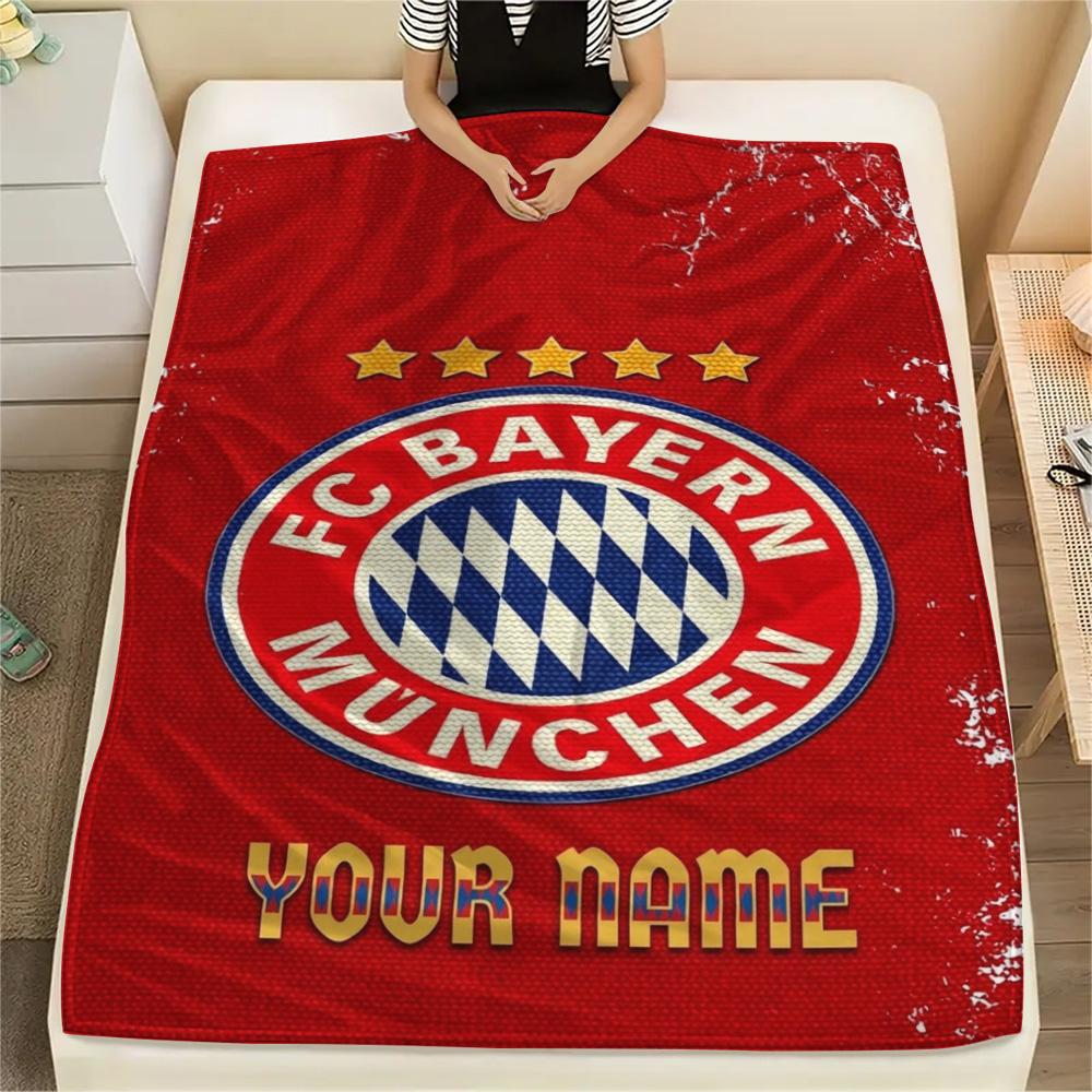 1PC Bayern Munich Fan Gear Custom Name Patterned Flannel Blanket Suitable For All Seasons For Home Decor Warmth And Comfort Gifts Holiday Present
