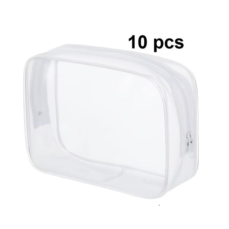 10pcs Clear PVC Makeup Bags with Zipper Transparent Cosmetic Organizer Stackable Travel Toiletry Case Makeup Pouch Cosmetic Bags