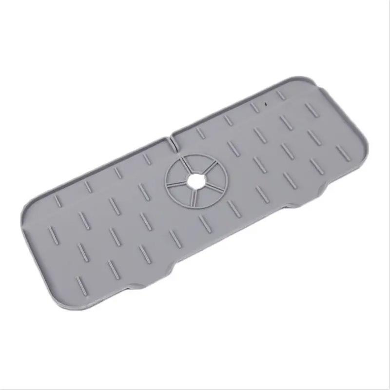 Splash-Proof Silicone Kitchen Faucet Drain Pad - Short Vertical Stripes Storage Pad for Sink Cleaning