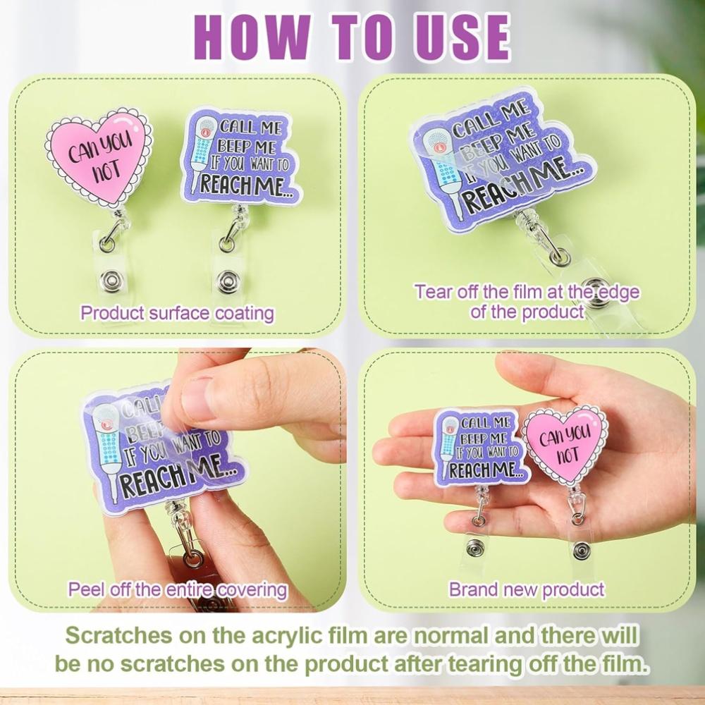 2D flaches einziehbares Ausweishalter-Röllchen, niedlicher Acryl-Ausweisclip mit medizinischem Assistenten-Thema für Krankenschwestern, Ärzte, schönes Festivalgeschenk für Krankenhaus-Mitarbeiter