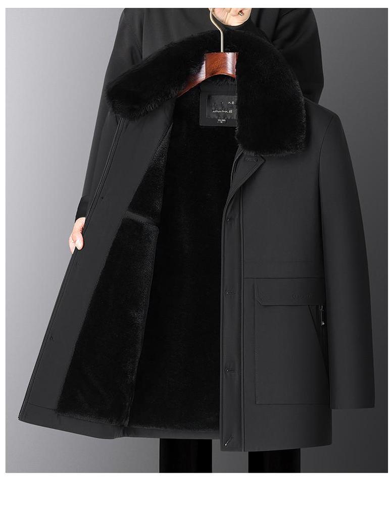 Men's Winter Plus Velvet Thick Warm Cotton Coat - Large, Loose-Fit, Medium-Length for Middle-Aged & Elderly