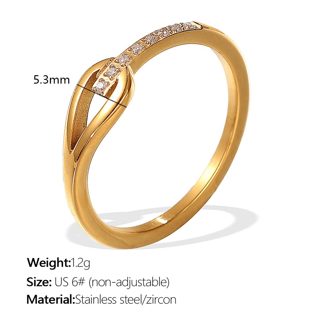 Stainless Steel Zircon Open Ring Plated 18K Gold Zircon Ring Ring Women s Ring