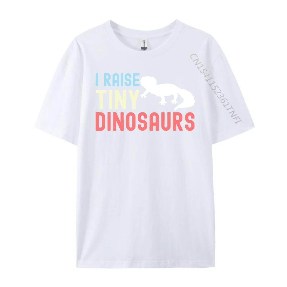 I Raise Tiny Dinosaurs Funny Leopard Gecko Mom Dad Reptile Green And White Graphic T Shirt SKINFRIENDLY Mens Shirt Hip Hop