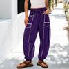 Women's Sanitary Pants, Wide Leg Pants, High Waist, Leg Cinching, Patchwork Pockets, Casual Pants