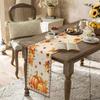 Fall Pumpkin Maple Leaf Linen Table Runner Holiday Party Decor Reusable Kitchen Dining Table Runner Thanksgiving Decortaions