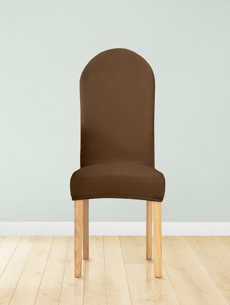 Cover Chair Rounded Backrest Brown Velvet