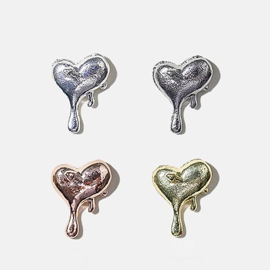 10Pcs/Set Nail Art Charms Multi-colors Shiny Mini 3D Metal DIY Nail Accessories Melting Love Heart Shape Nail Decorations for Nail Salon