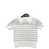 European Style Slimming Knit Polo - 26 New Spring/Summer Stripe Lapel Short Sleeve Top