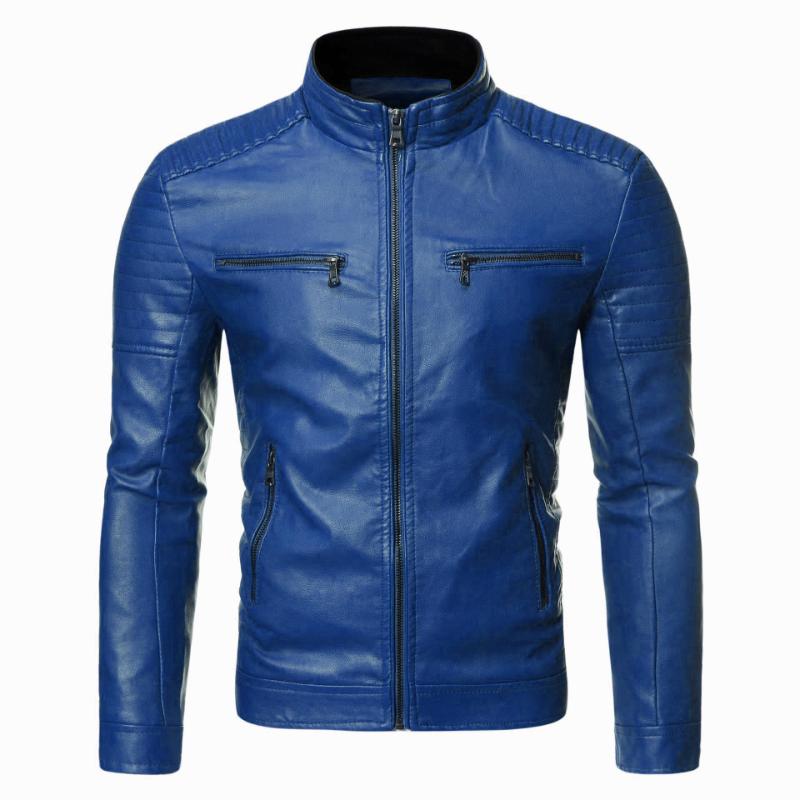 Leather Jacket Men's New Fashion Slim Stand Collar Trend