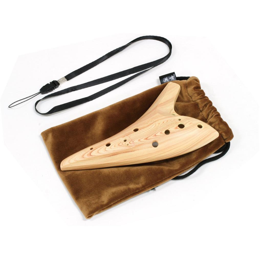 Kiktani 12-děrové dřevo Ocarina plastový řemínek Alto C s pouzdrem HX-OCARINE NAT