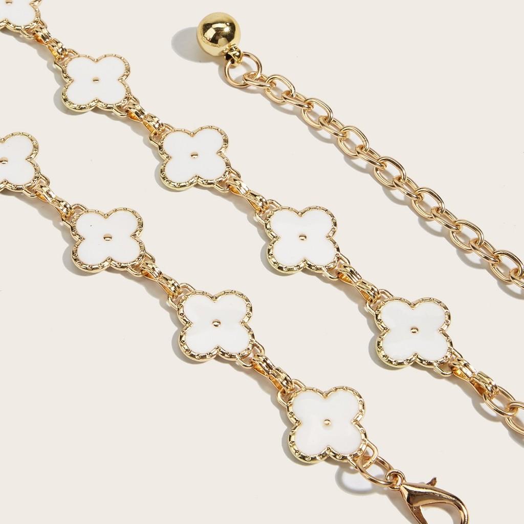 Fashion Waist Metal Chain With Four Leaf Clover Shape And Detailing For Daily
