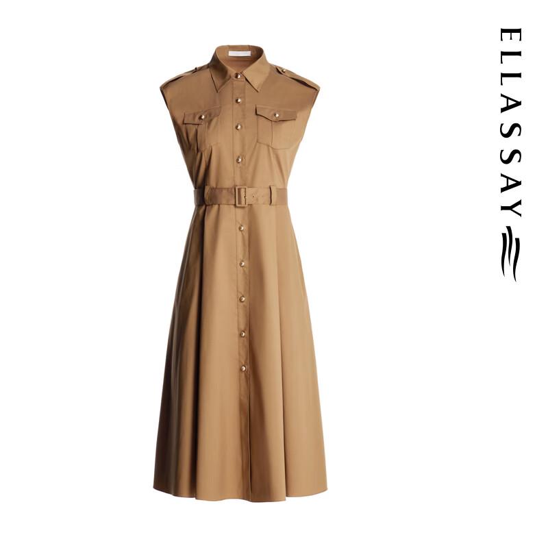 ELLASSAY 2026 Summer Cotton Shirt-Style Lapel Midi Dress